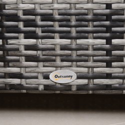 Puutarhan sivupöytä polyrottinki ja lasi 85 x 50 x 39 cm harmaa