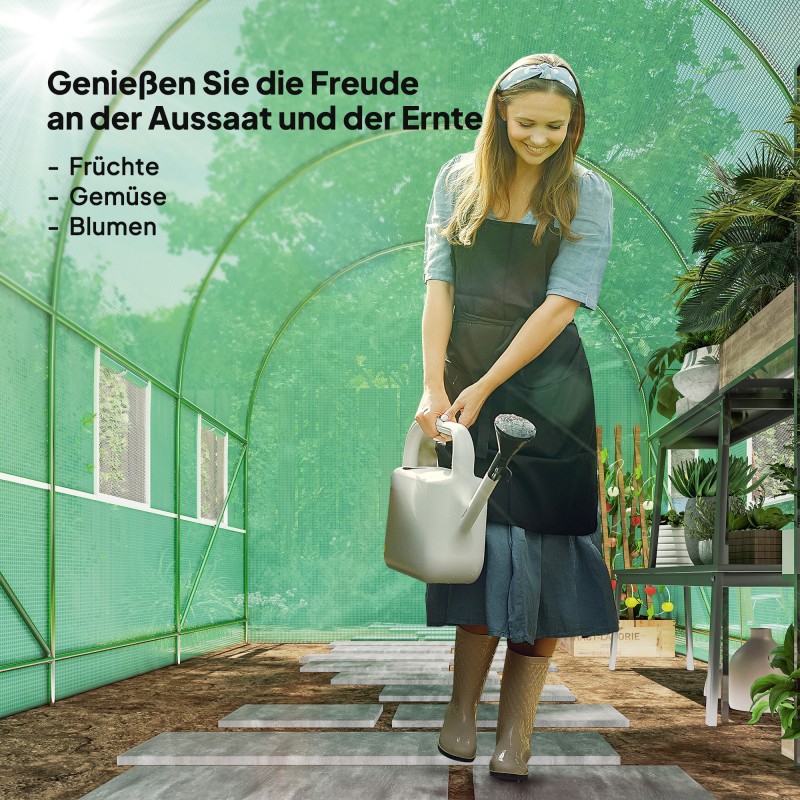 Kasvihuone tomaatteihin teräsrunko PE-kate 350 x 200 x 200 cm vihreä