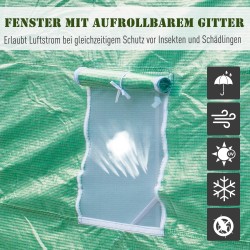 Kasvihuone foliokasvihuone teräsrunko 445 x 190 x 200 cm vihreä