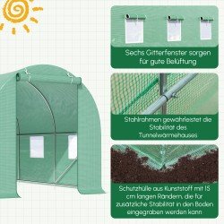 Kasvihuone foliokasvihuone teräsrunko 445 x 190 x 200 cm vihreä