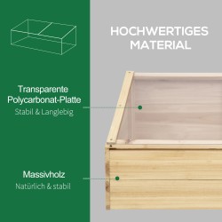 Puinen minikasvihuone parvekkeelle ja puutarhaan, 100 x 50 x 35 cm, luonnonvärinen kuusi, polykarbonaattilevyt