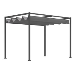 Pergola terassille ja puutarhaan 3 x 2 m teräsrunko ja säädettävä kattokangas harmaa