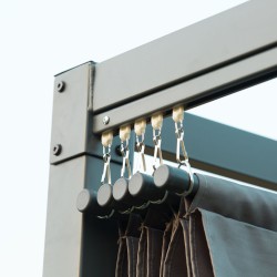 Pergola terassille ja puutarhaan 3 x 2 m, teräsrunko ja säädettävä kattokangas, harmaa