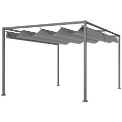 Pergola puutarhaan ja terassille teräsrunko ja liukuva polyesterikate 400x300 cm tummanharmaa