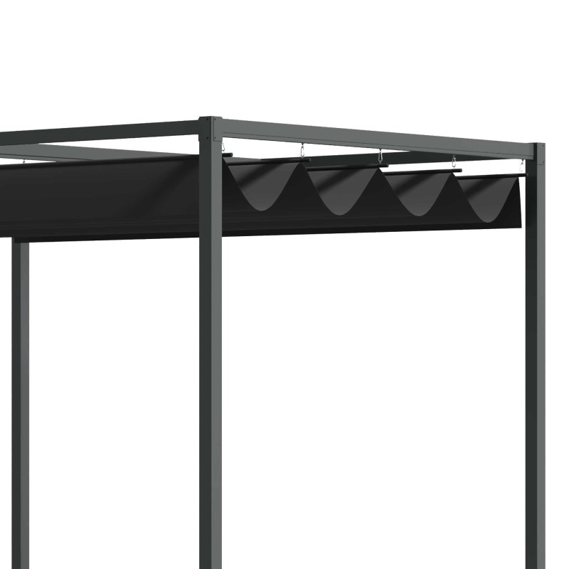 Pergola terassille ja puutarhaan, metallirunko, liukuva katos, 3x2 m, musta/harmaa
