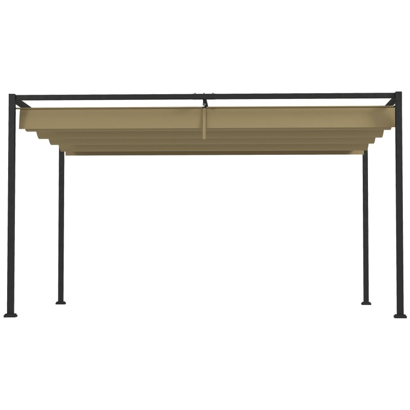 Pergola puutarhaan ja terassille, teräsrunko, liukuva katos, 298 x 213 x 221 cm, khaki