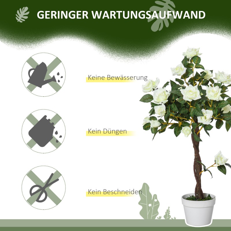 Tekokasvi ruukussa, keinotekoinen koristepuu sementtiruukussa, Ø18 x 90 cm, valkoinen