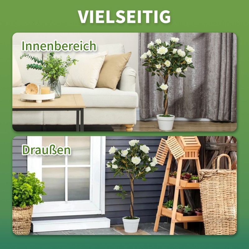 Tekokasvi ruukussa, sementtipohja, muovi ja kangas, Ø18 x 90 cm, 2 kpl, valkoinen