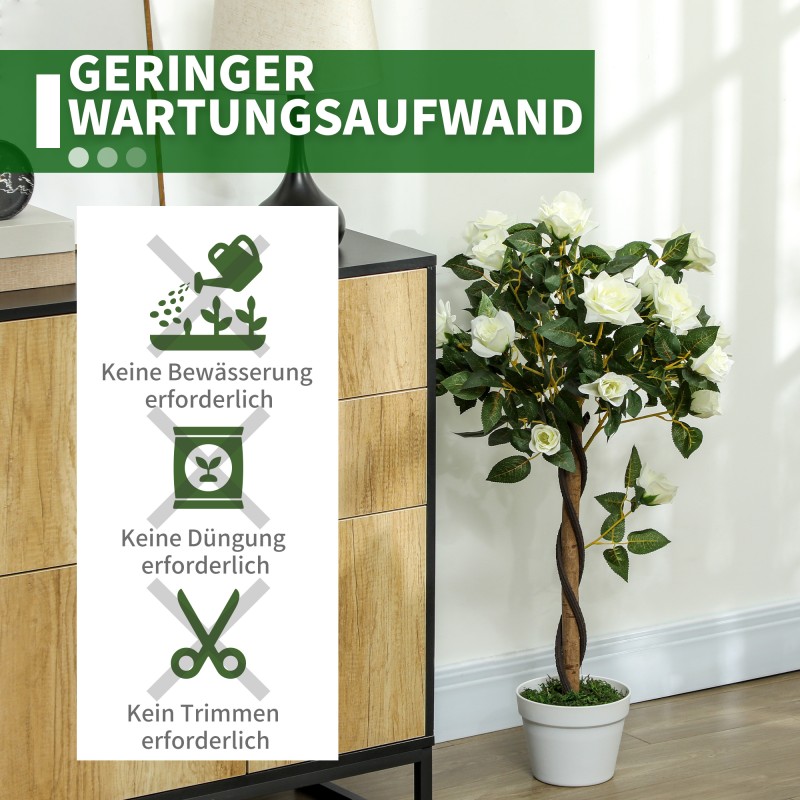 Tekokasvi ruukussa, sementtipohja, muovi ja kangas, Ø18 x 90 cm, 2 kpl, valkoinen