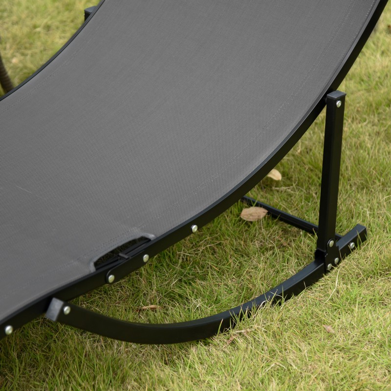 2 kpl puutarhan lepotuoli ulkokäyttöön, alumiini ja Texteline, taittuva, 165 x 61 x 63 cm, tummanharmaa