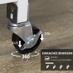 Keittiövaunu maalaistyyliin, 3 laatikkoa, MDF ja mäntypuu, 67 x 37 x 87 cm, valkoinen/natur