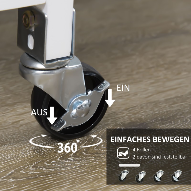 Keittiövaunu maalaistyyliin, 3 laatikkoa, MDF ja mäntypuu, 67 x 37 x 87 cm, valkoinen/natur