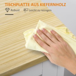 Keittiövaunu maalaistyyliin, 3 laatikkoa, MDF ja mäntypuu, 67 x 37 x 87 cm, valkoinen/natur