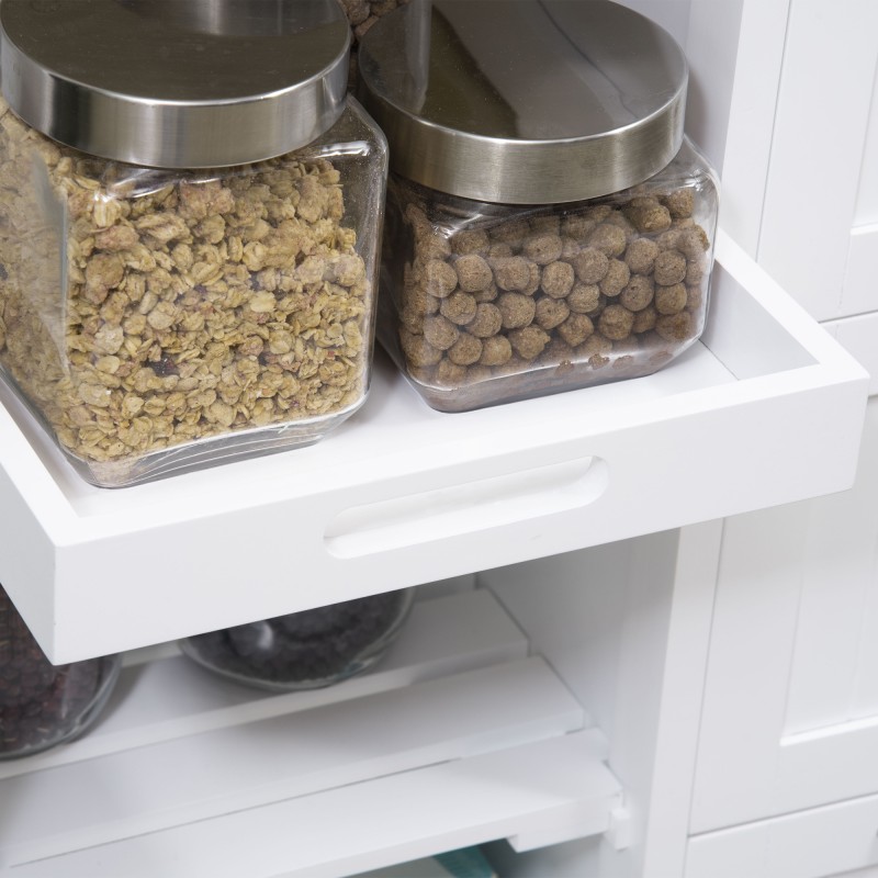 Keittiövaunu maalaistyyliin, 3 laatikkoa, MDF ja mäntypuu, 67 x 37 x 87 cm, valkoinen/natur