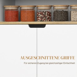 Keittiövaunu pyörillä ja säilytystilalla, säädettävä kaappi, MDF, 80x40x82 cm, valkoinen/luonnonpuu