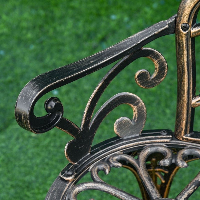 Puutarhapenkki 2-hengen, metallia, 100 x 54 x 78 cm, pronssi