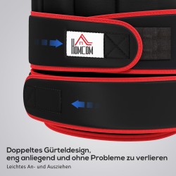 Painoliivi 20 kg, säädettävä, kaksinkertaiset vyöt, Oxford-kangas, 60 x 50 cm, musta/punainen