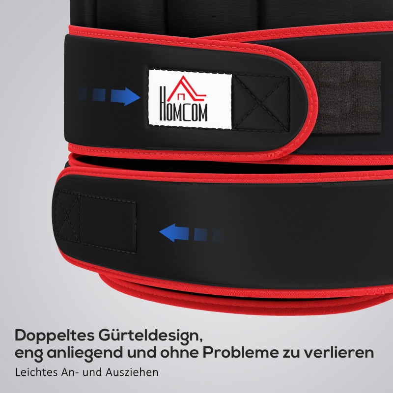 Painoliivi 20 kg, säädettävä, kaksinkertaiset vyöt, Oxford-kangas, 60 x 50 cm, musta/punainen