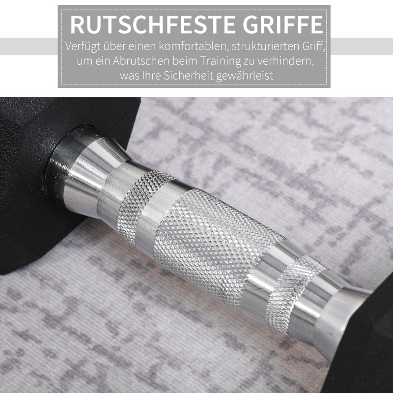 Kuusikulmaiset kumipinnoitetut käsipainot 2 x 4 kg, valurautaa, musta, setti 2 kpl