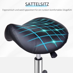 Satulallinen rullajakkara ammattilaisille, keinonahka, korkeussäädettävä 45–55 cm, musta