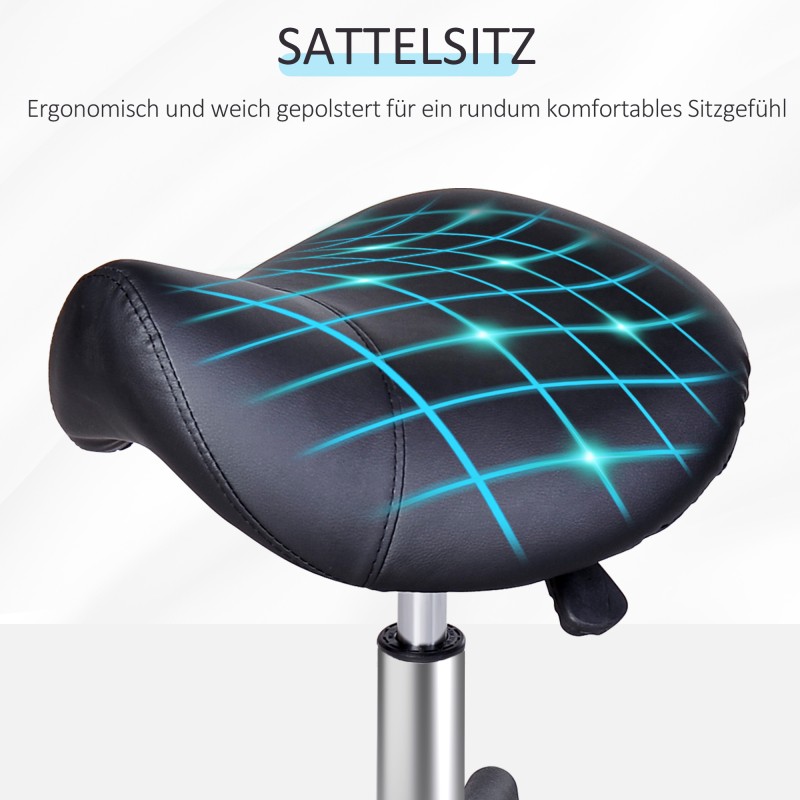 Satulallinen rullajakkara ammattilaisille, keinonahka, korkeussäädettävä 45–55 cm, musta