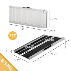 Pyörätuoliramppi ja rollaattoriramppi alumiinia, taittuva, 91 x 72 x 5 cm, 270 kg, musta