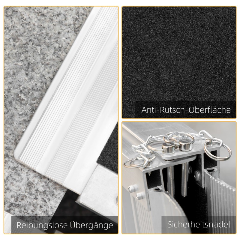 Pyörätuoliramppi ja rollaattoriramppi alumiinia, taittuva, 91 x 72 x 5 cm, 270 kg, musta