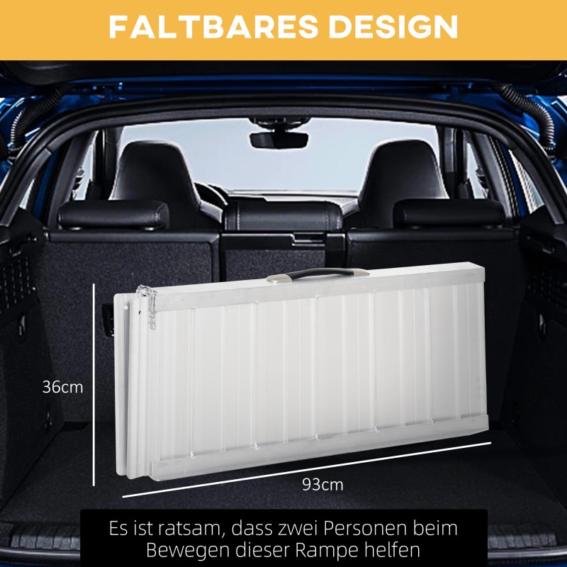 Pyörätuoliramppi ja rollaattoriramppi alumiinia, taittuva, 91 x 72 x 5 cm, 270 kg, musta