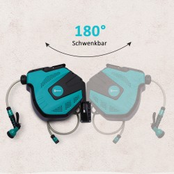 Seinään kiinnitettävä letkukela 15 m, 180° kääntyvä, muovi, monitoimisuihku, pakkasenkestävä, vihreä/musta