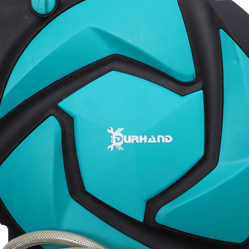 Seinäasenteinen letkukela puutarhaletkulla 10 m, automaattinen kelautus, 180° kääntyvä, vihreä/musta