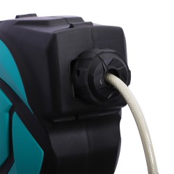 Seinäasenteinen letkukela puutarhaletkulla 10 m, automaattinen kelautus, 180° kääntyvä, vihreä/musta