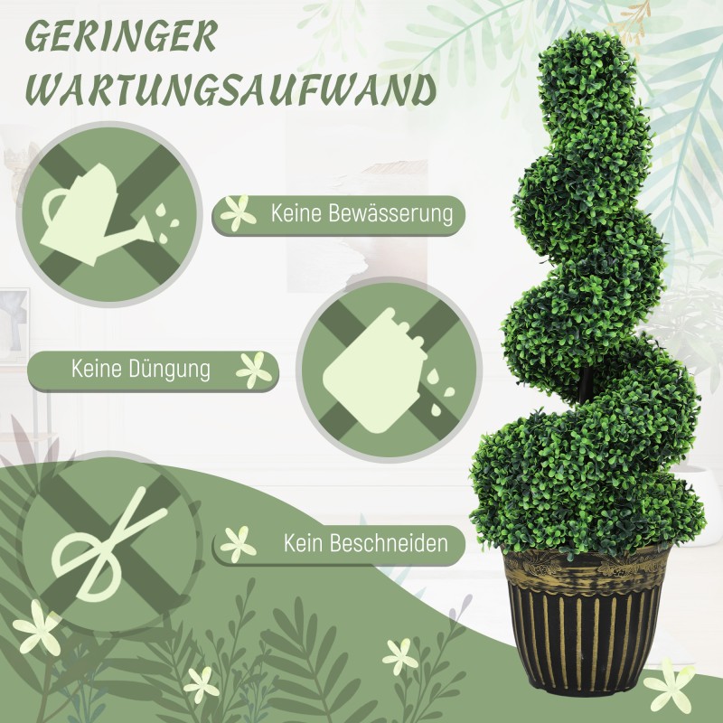 Keinotekoinen kierremuotoinen pensas ruukussa 90 cm, 2 kpl, vihreä