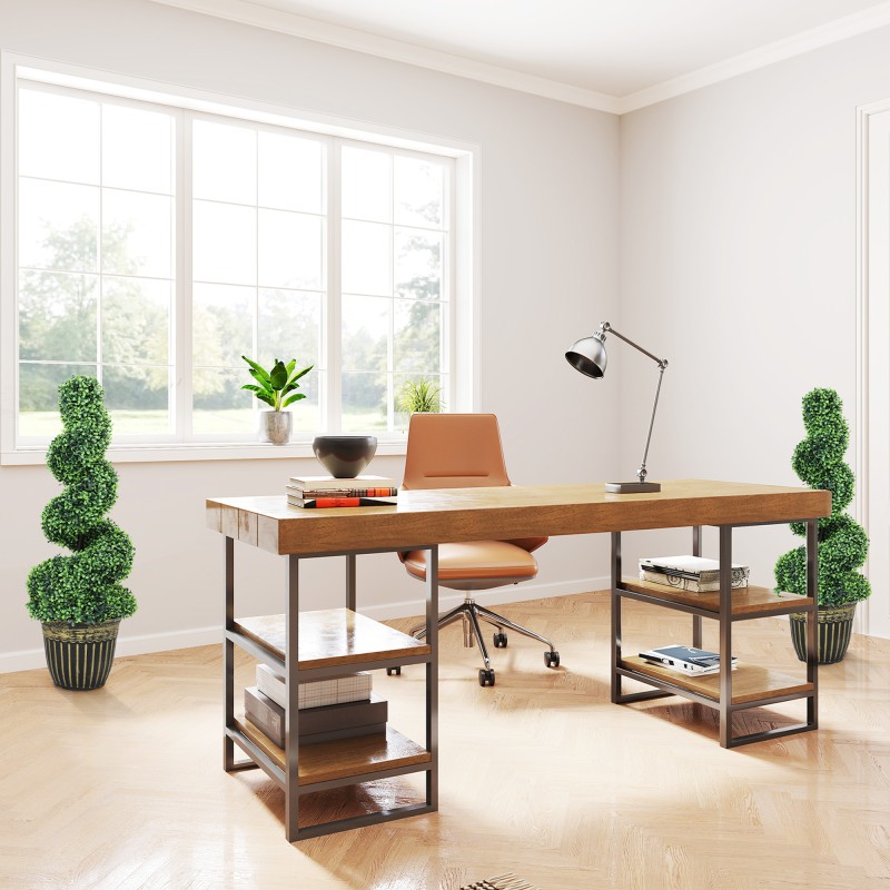 Keinotekoinen kierremuotoinen pensas ruukussa 90 cm, 2 kpl, vihreä