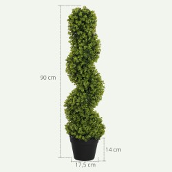 Keinotekoinen spiraalipensas ruukussa 90 cm, 2 kpl, sisä- ja ulkokäyttöön, vihreä