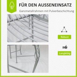 Metallinen pyöreä puunympäryspenkki puutarhaan 360° selkänojalla ∅160 cm, hopea