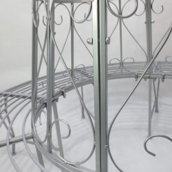 Metallinen pyöreä puunympäryspenkki puutarhaan 360° selkänojalla ∅160 cm, hopea