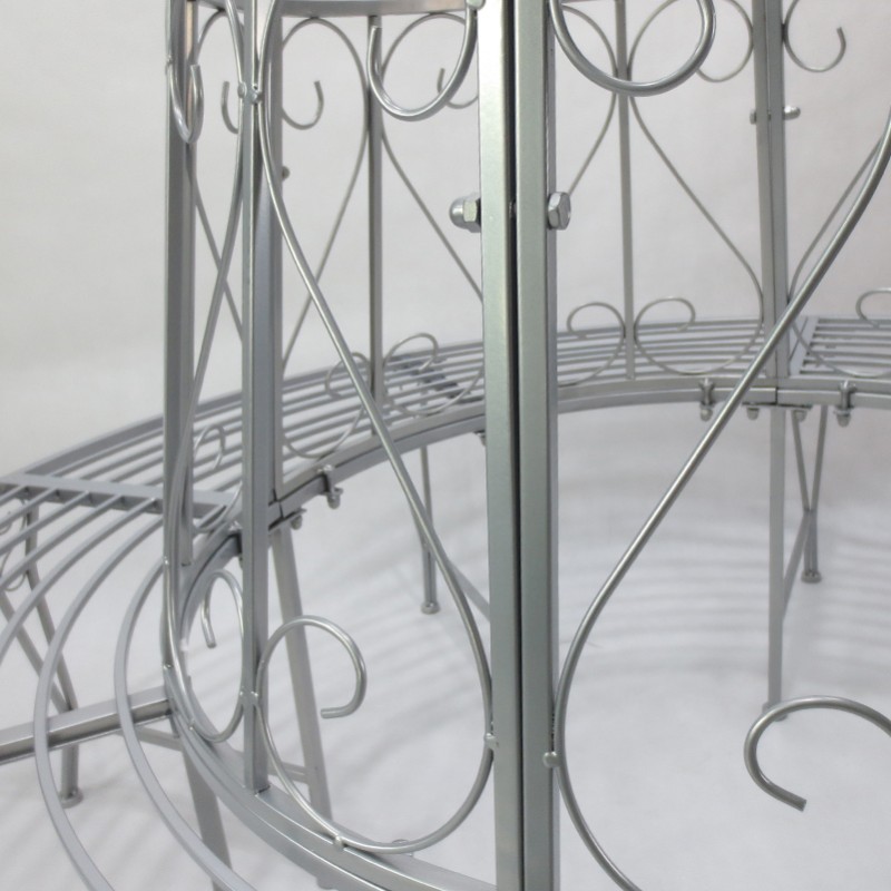 Metallinen pyöreä puunympäryspenkki puutarhaan 360° selkänojalla ∅160 cm, hopea