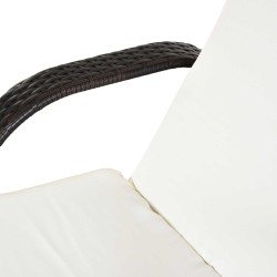 Aurinkotuoli puutarhaan polyrattan, 5-asentoinen selkänoja, pehmuste ja tyyny, 200x73x30–103 cm, kahvinruskea