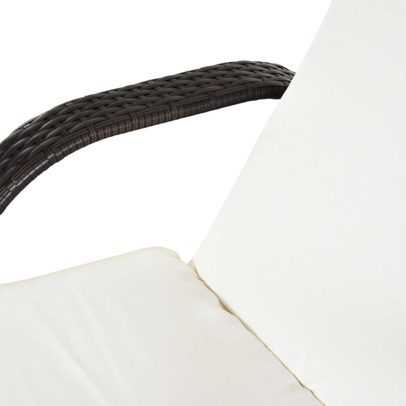 Aurinkotuoli puutarhaan polyrattan, 5-asentoinen selkänoja, pehmuste ja tyyny, 200x73x30–103 cm, kahvinruskea