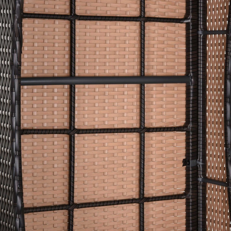 Aurinkotuoli puutarhaan polyrattan, 5-asentoinen selkänoja, pehmuste ja tyyny, 200x73x30–103 cm, kahvinruskea