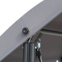 3-hengen puutarhakeinu säädettävällä aurinkokatoksella ja sivutaskuilla, metalli, 196 x 128 x 172 cm, tummanharmaa/musta