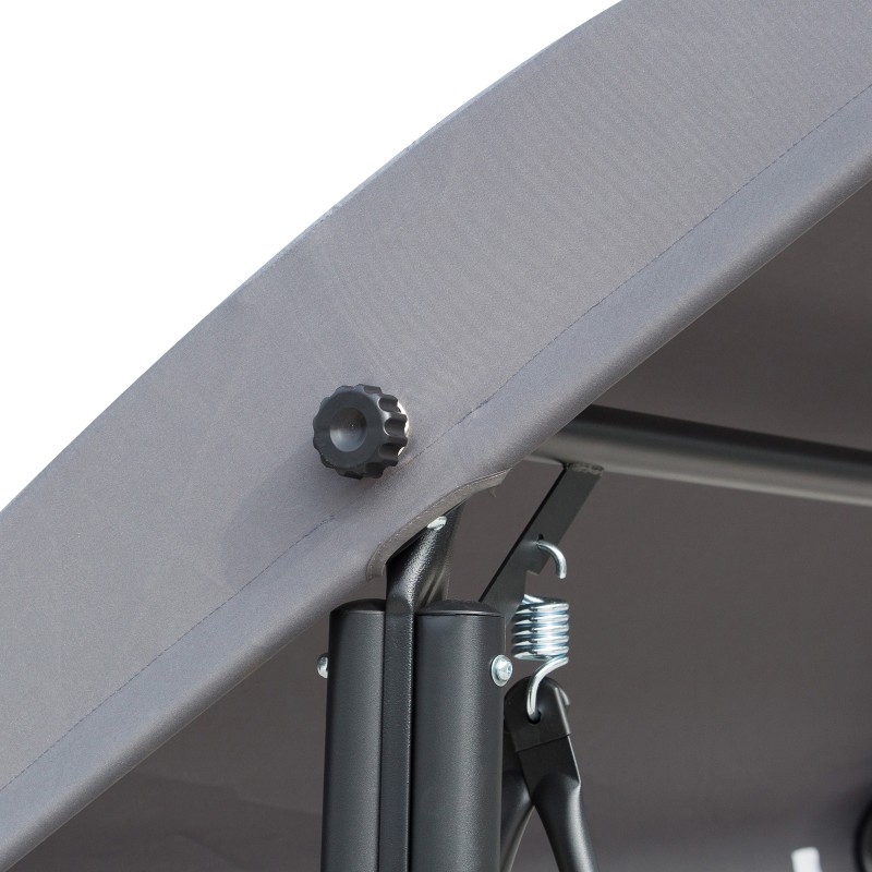 3-hengen puutarhakeinu säädettävällä aurinkokatoksella ja sivutaskuilla, metalli, 196 x 128 x 172 cm, tummanharmaa/musta