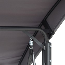 3-hengen puutarhakeinu säädettävällä aurinkokatoksella ja sivutaskuilla, metalli, 196 x 128 x 172 cm, tummanharmaa/musta
