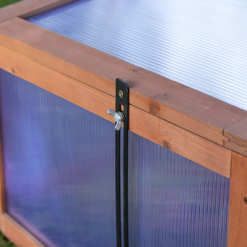 Pienkasvihuone puuta ja polykarbonaattia 100 x 65 x 40 cm ruskea