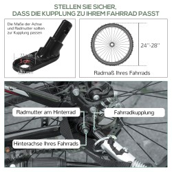 Lasten pyörän peräkärry ja vedettävä kärry teräs 130 x 64 x 103 cm musta/harmaa