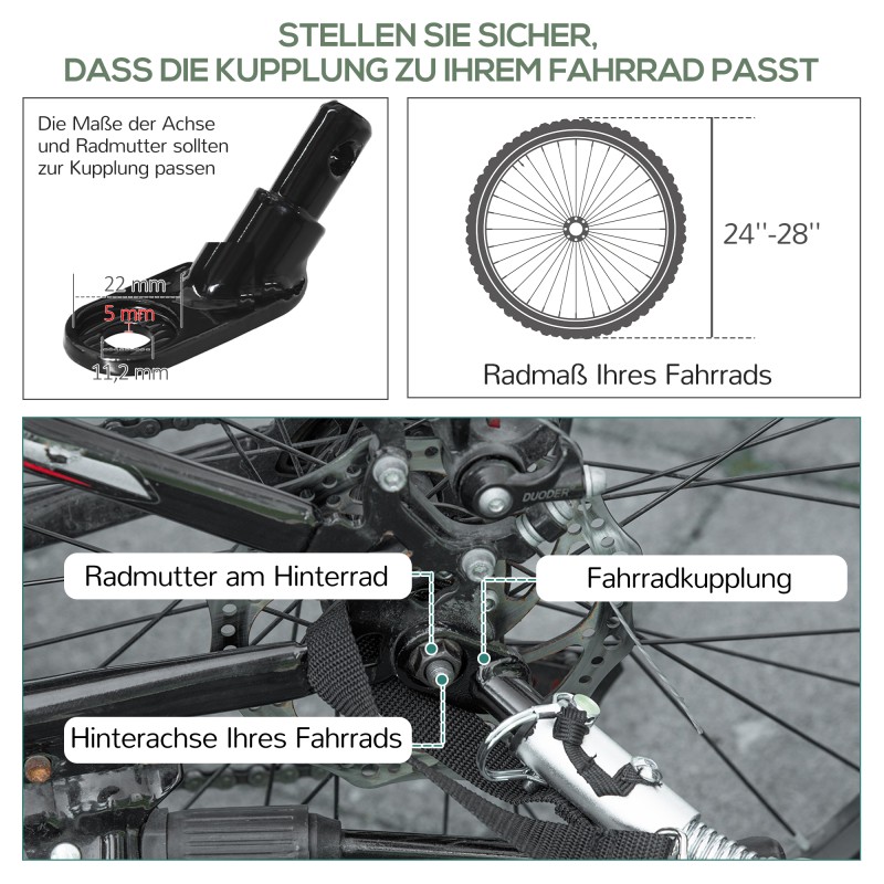 Lasten pyörän peräkärry ja vedettävä kärry teräs 130 x 64 x 103 cm musta/harmaa