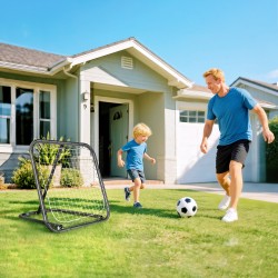 Palautusseinämä jalkapallo- ja pesäpalloharjoitteluun, metalli/PE, säädettävä, 78 x 84 cm, musta/valkoinen