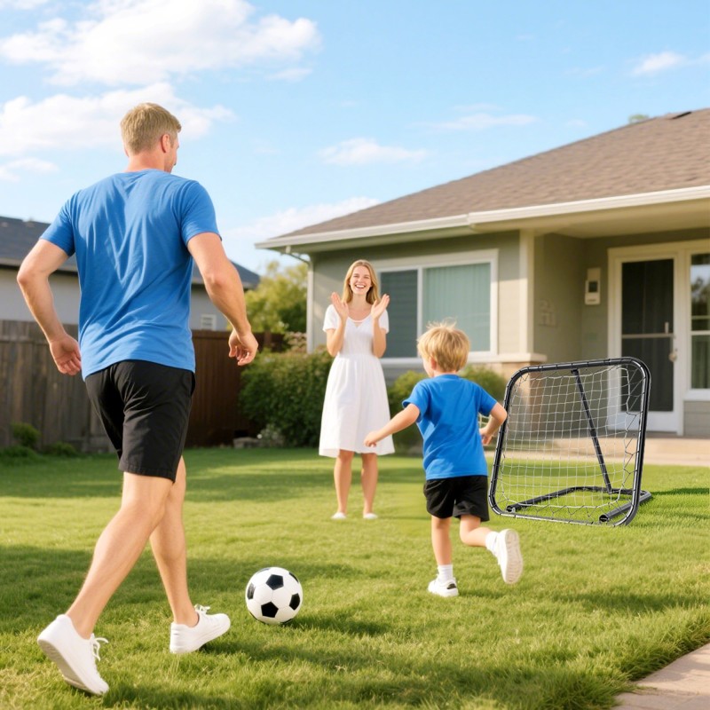 Palautusseinämä jalkapallo- ja pesäpalloharjoitteluun, metalli/PE, säädettävä, 78 x 84 cm, musta/valkoinen