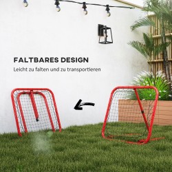 Jalkapallon palautusverkko, taittuva ja säädettävä, metalli/PE, 78 x 84 x 65–78 cm, musta/punainen