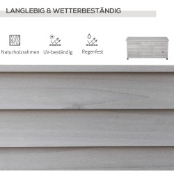 Ulkosäilytyslaatikko / puutarhan tyynylaatikko kuusipuuta 127 x 56 x 60 cm harmaa